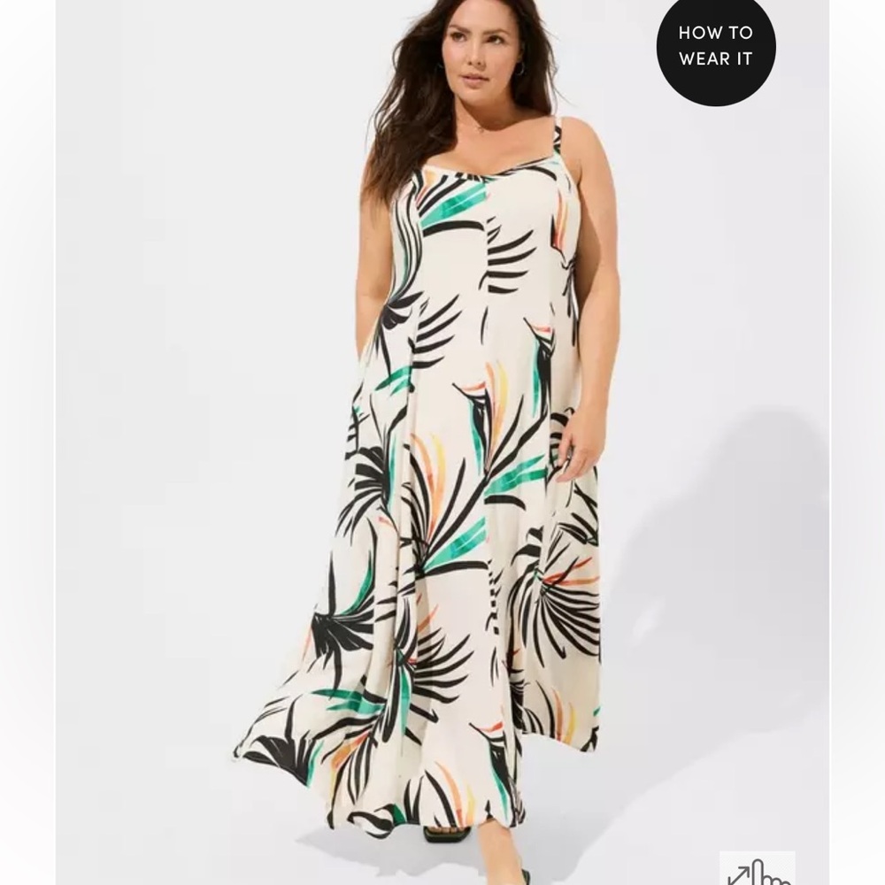 NWT Torrid Green and Black Spaghetti Strap Maxi Sundress